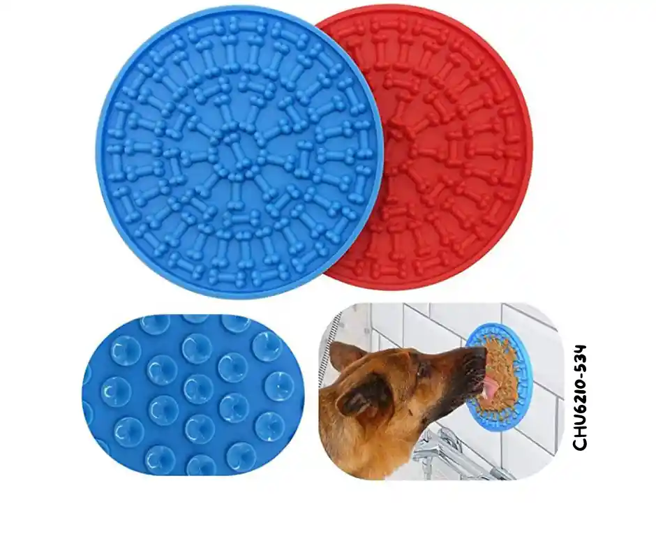 Lick Mat Comedero Lento Para Perros Y Gatos Color Azul