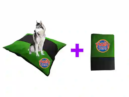 Cama Colchón Bicolor Lavable Gigante + Funda Repuesto Verde