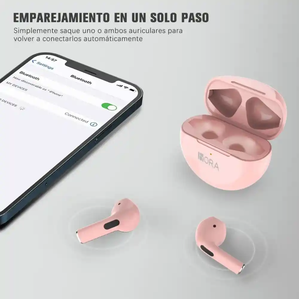 1hora Auriculares Inalambricos In-ear Bluetooth Tws Aut119-rosa