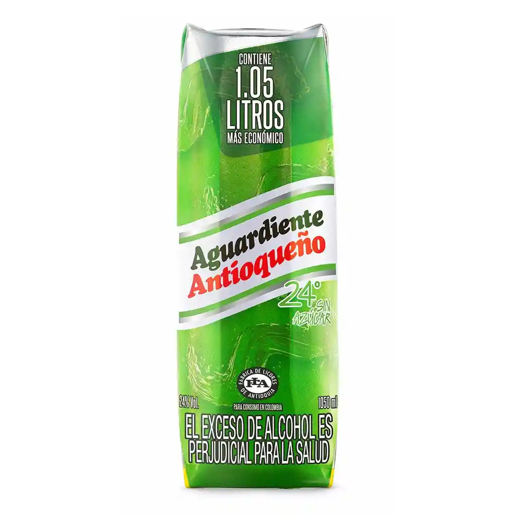 Antioqueño Aguardiente 1050Ml Tetrapack Tapa Verde