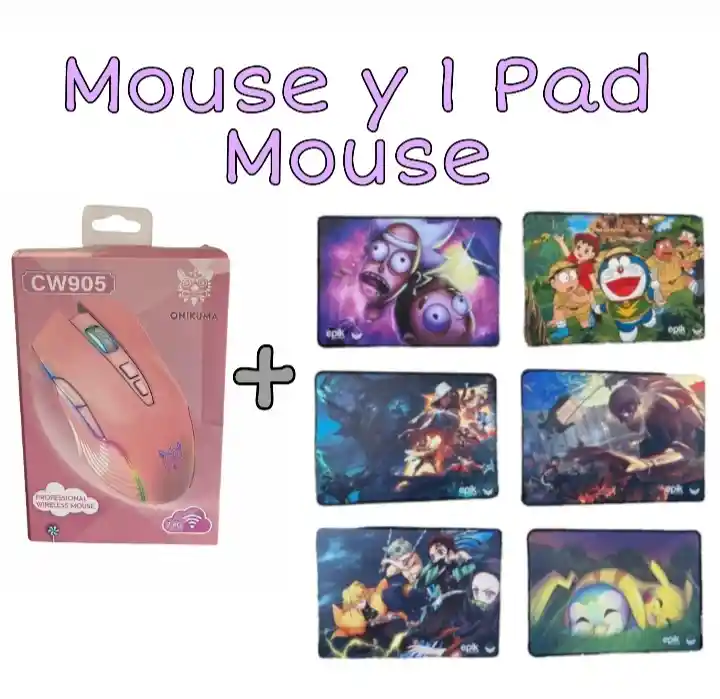 Pad Mouse Gamer De Diseño 35cm *25cm + Mouse Rosa Inalámbrico Onikuma