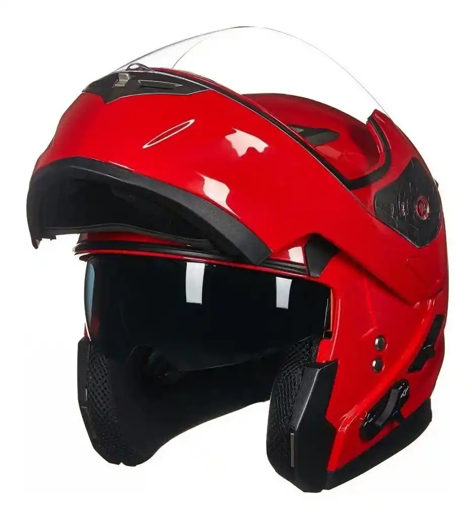 Casco De Moto Intercomunicador Radio Fm Doble Visor Abatible, Talla-l