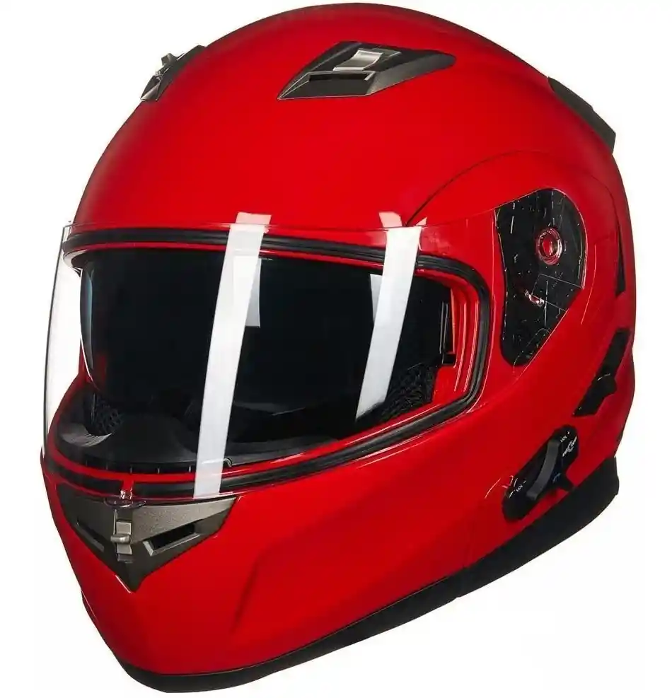 Casco De Moto Intercomunicador Radio Fm Doble Visor Abatible, Talla-l