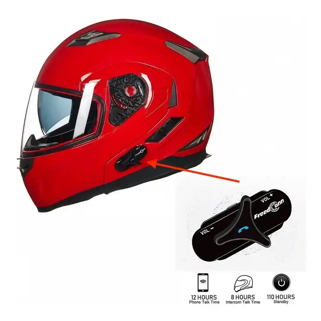 Casco De Moto Intercomunicador Radio Fm Doble Visor Abatible, Talla - Xl