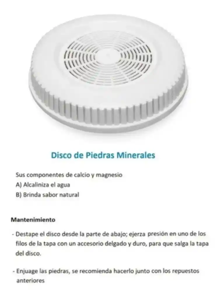 Disco Piedras Minerales Filtro Purificador Agua