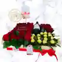 Caja De Rosas Con Vino