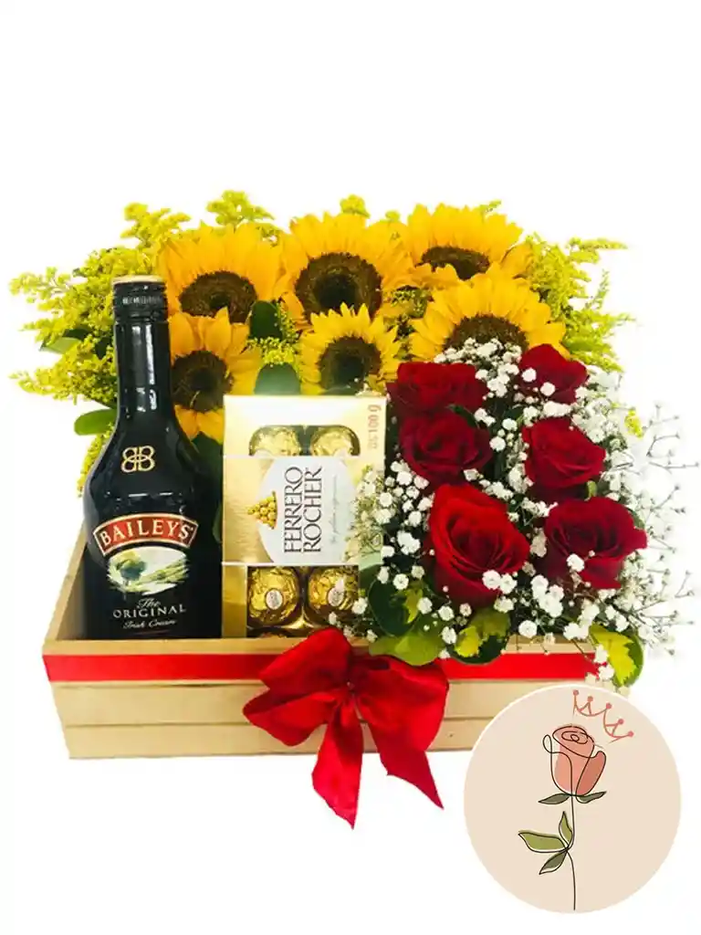 Chocolates Girasoles Y Rosas Con Baileys