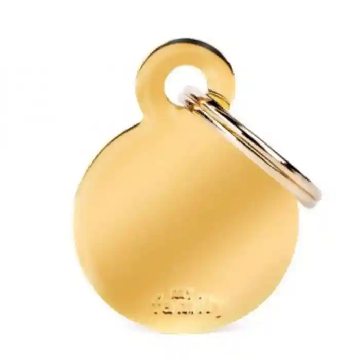 Placa Id My Family Círculo Pequeño De Latón Cromado Dorado