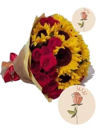 Rosas Y Girasoles En Bouquet