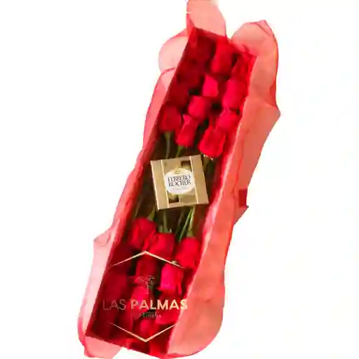 Caja De Rosas X 24 Con Ferrero Amor Feliz Día