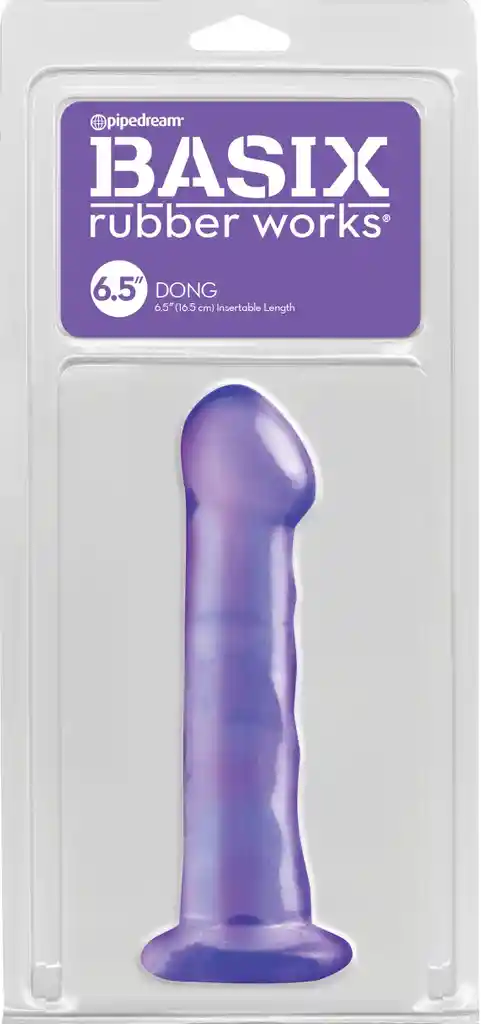 Consolador 17 Cm. Basix Con Succión Morado.