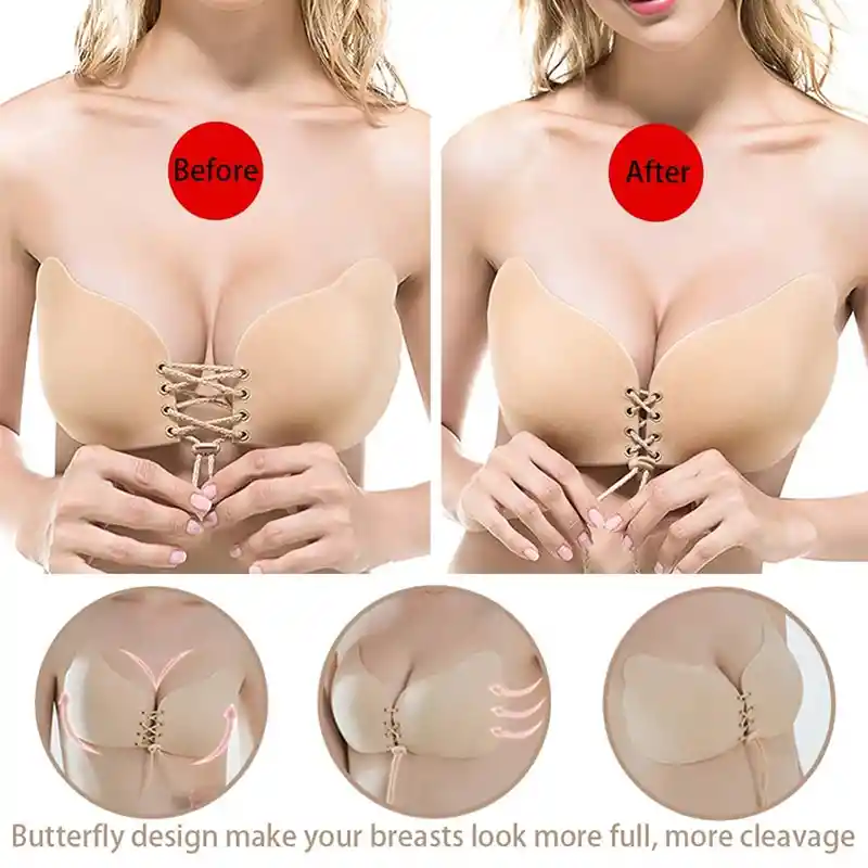 Brasier Sujetador Invisible Adhesivo Strapless Beige C:36