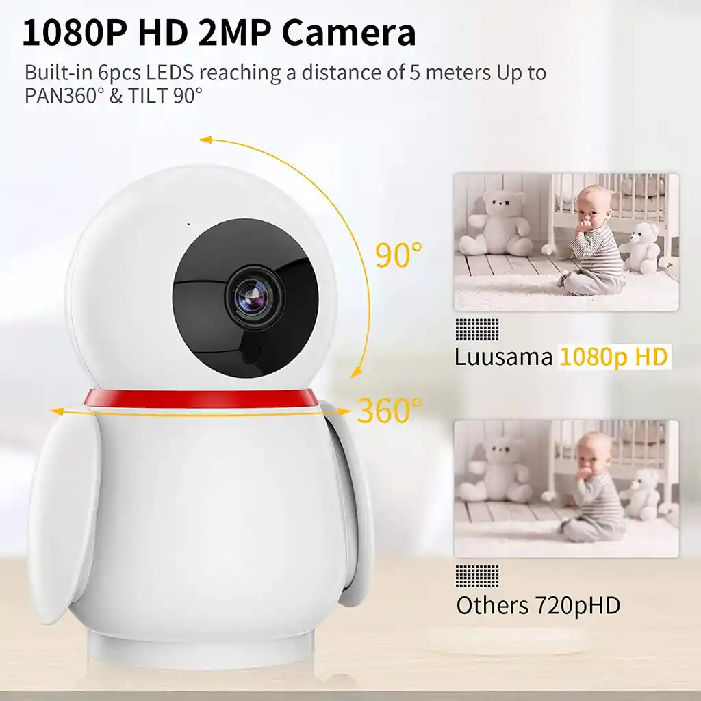 Camara Robotica Wifi 1080p Audio Nocturna Bebe 360 Contra Entrega Detección De Movimiento