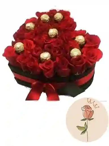 Rosas En Caja De Corazón