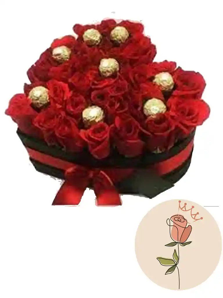 Rosas En Caja De Corazón