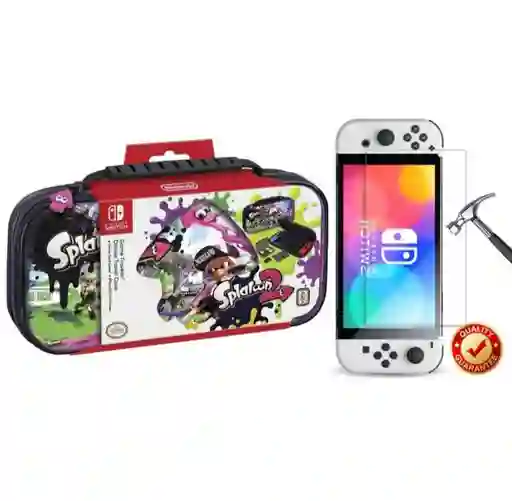 Estuche Original Travel Deluxe Splatoon 2 + Vidrio Nintendo Switch Oled
