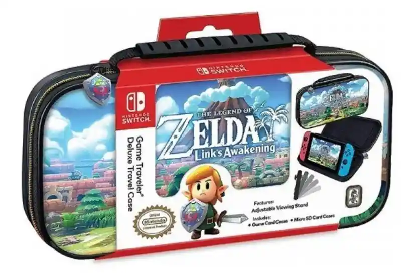 Estuche Original Travel Deluxe Zelda Links Awakening + Vidrio Nintendo Switch Oled