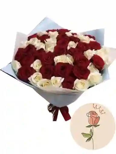 Rosas Rojas Y Rosas Blancas En Bouquet