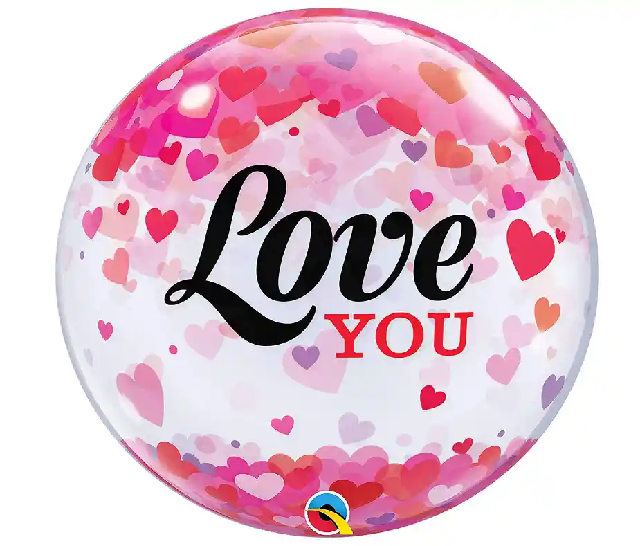 Qualatex Globo Burbuja Estampado Love You