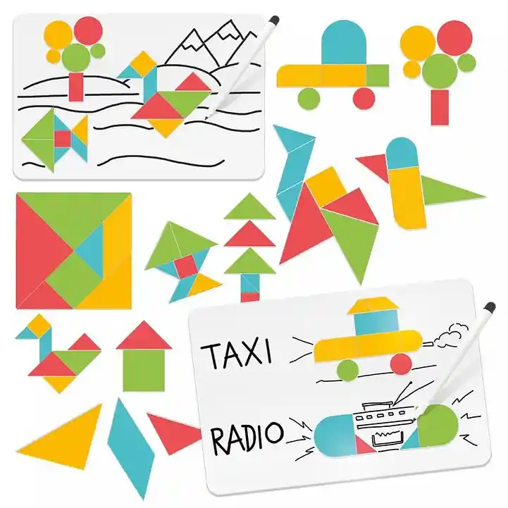 Tangram Magnético Tablero Borrable Para Niño Juego Didáctico