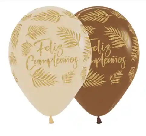 Bomba Globo Biodegradable De Latex Feliz Cumpleaños Con Palmas Escarchada R12