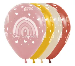 Bomba Globo Biodegradable De Latex Feliz Cumpleaños Arcoiris Surtido R12