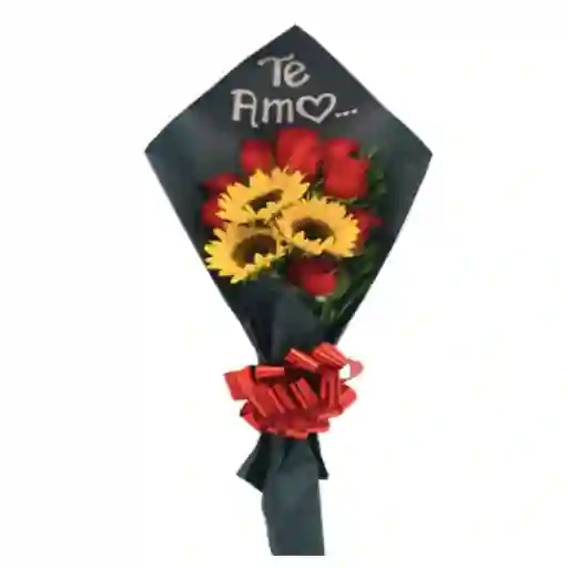 Bouquet De Rosas Y Girasoles