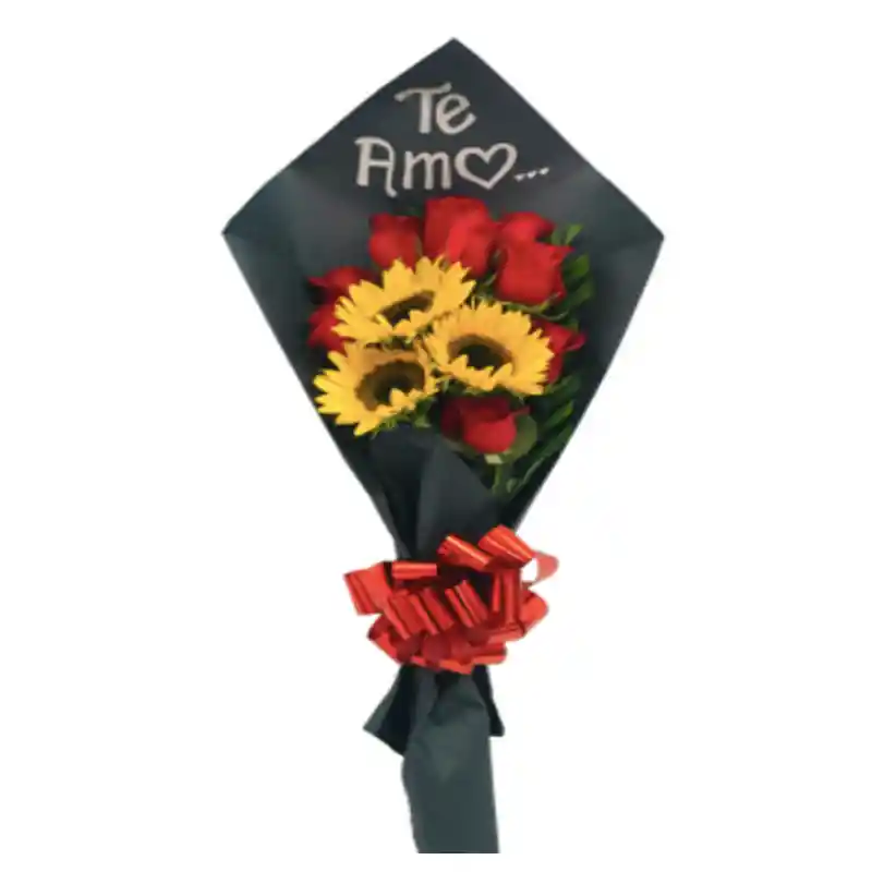 Bouquet De Rosas Y Girasoles