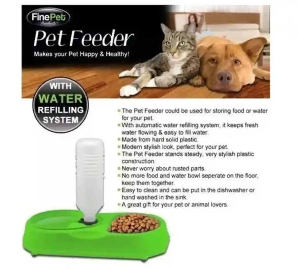 Pet Feeder Alimentador Y Bebedero, 2 En 1 Para Mascotas