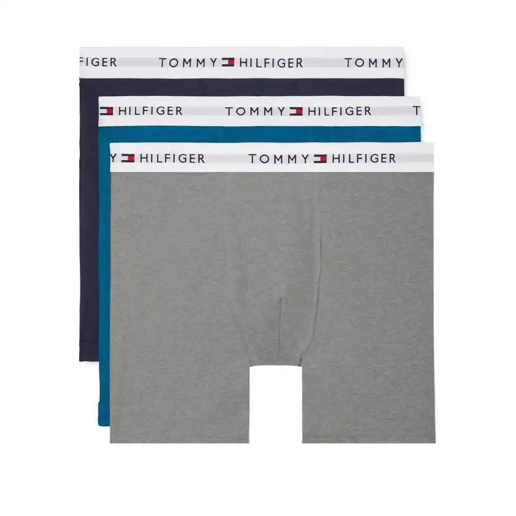 3 Unidades Bóxer Calzoncillo Hombre Tommy Hilfiger Classic Cotton Briefs Light Grey, Blue And Dark Blue | Original
