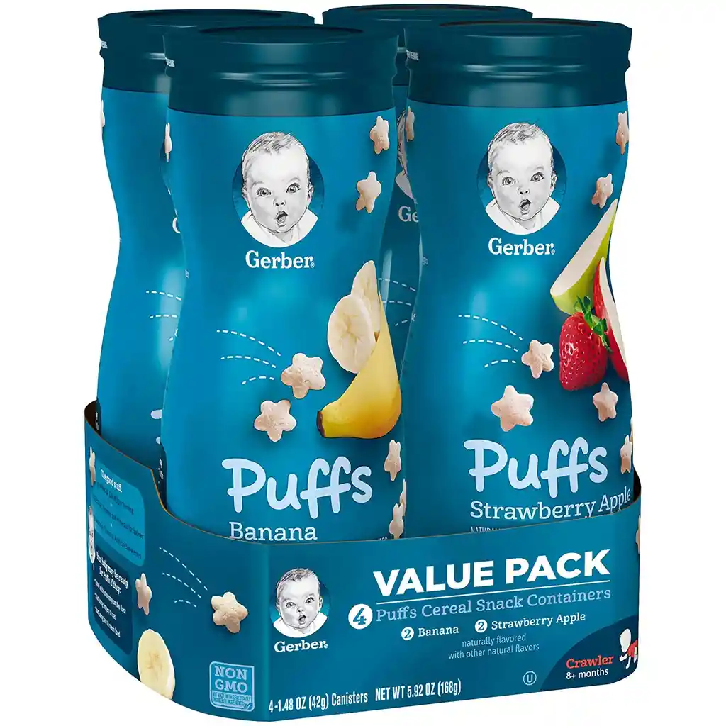 Gerber Galletas Puff Snack Cereal Para Bebe X4 Unidades