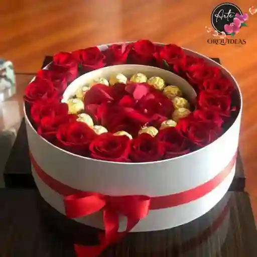 Caja Redonda De Rosas