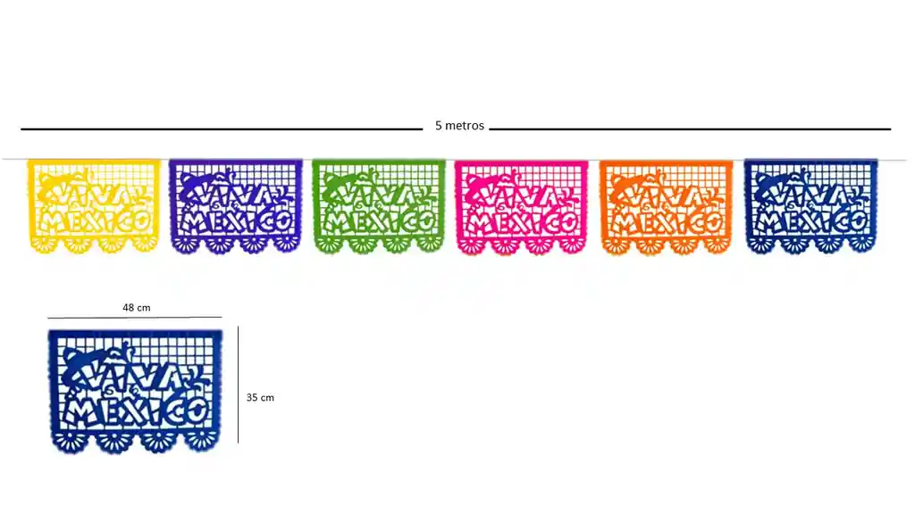 Guirnalda De Papel Mexicano Viva Mexico Por 5 Metros