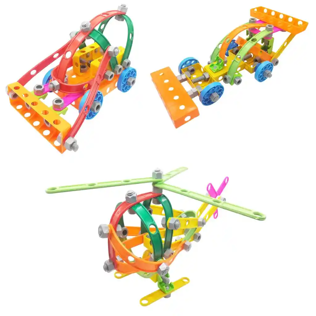 Set Meca Niko X3 (helicóptero, Fórmula 1, Bulldozer) - Creaplast