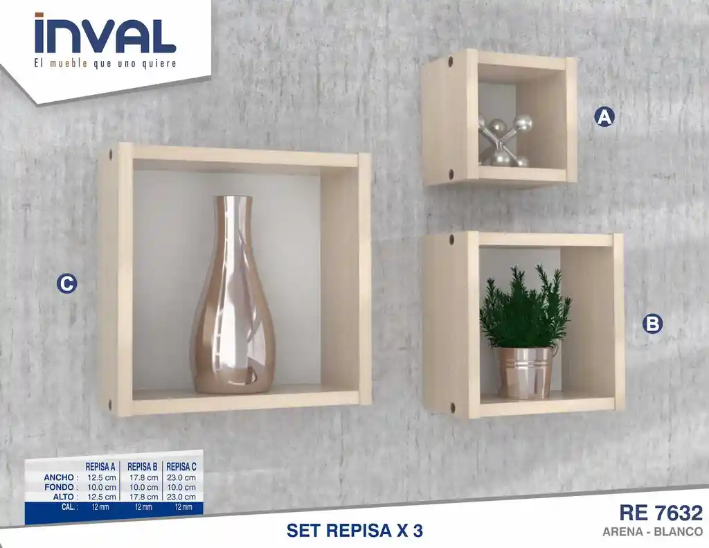 Set De 3 Respisas Arena Blanco - Inval Re7632