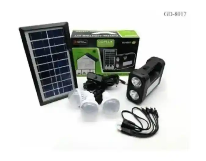 Kit Panel Solar Camping 3 Bombillas Usb Radio Mp3 Linterna