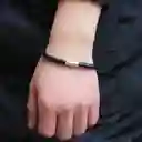 Pulsera De Hombre En Cuero Negro Con Cierre Magnético