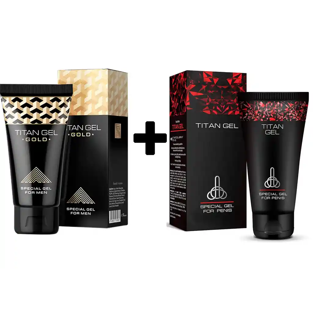 Titan Gel Gold + Titan Gel Red Alarga Pene Alargador Agranda Miembro Importado