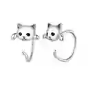 Aretes Pendientes Para Mujer Gato Fabricados En Plata 925