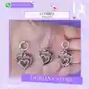 Juego Joyeria De Plata 925, Aretes Con Cadena Y Dije (jcd242)