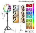 Aro Luz Led Rgb 33 Cm + Trípode 2.10 M + 3 Soportes Para Celular