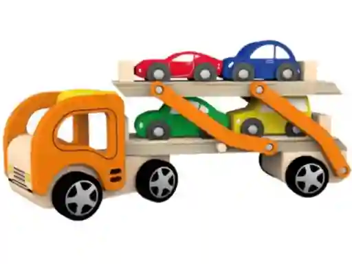 Viga Juguete Transportador de Autos en Madera