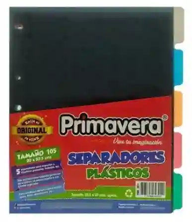 Primavera Separador Plasticodecorado X5 Tamano Carta