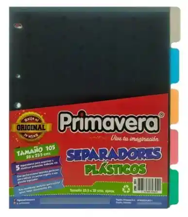 Primavera Separador Plasticodecorado X5 Tamano Carta