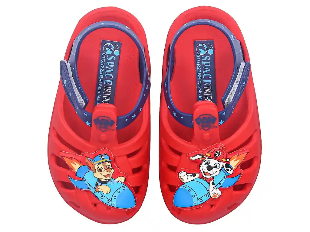 Sandalias Calzado Chanclas Bebe Infantil Patrulla Canina Space Baby Superplay Rojo Azul Ref. Grendene Ad376 T.22