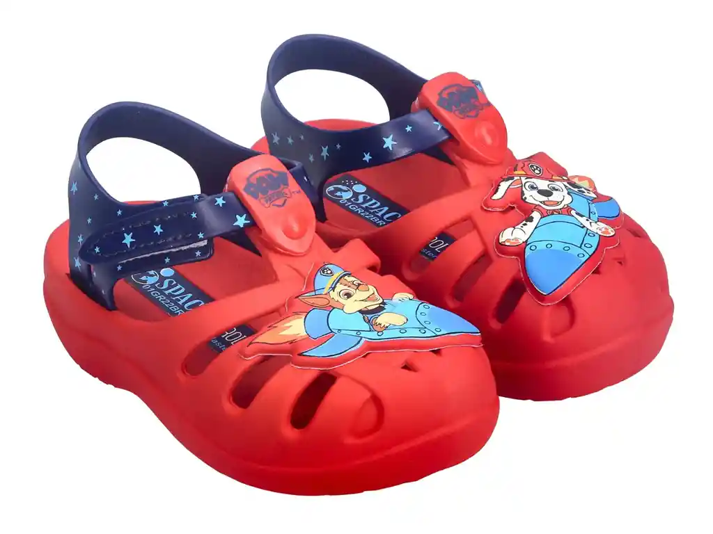 Sandalias Calzado Chanclas Bebe Infantil Patrulla Canina Space Baby Superplay Rojo Azul Ref. Grendene Ad376 T.22