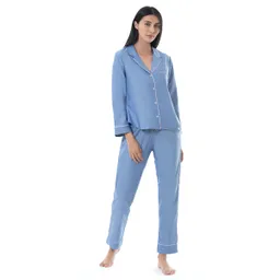 Pijama Mujer Algodón Azul - Talla L
