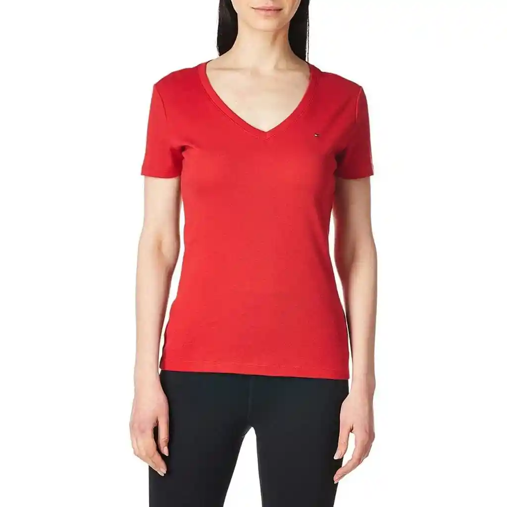 - Camiseta Mujer Tommy Hilfiger Cuello En V Red | Original