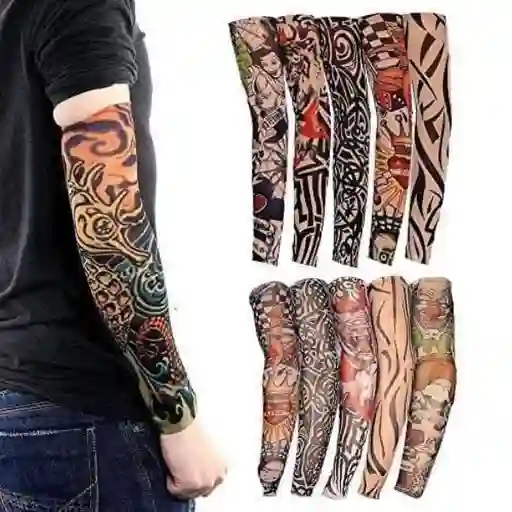 Mangas Tatuaje Protección Solar 1 Par Protectoras Carro Gym Moto Hallowen Disfraces
