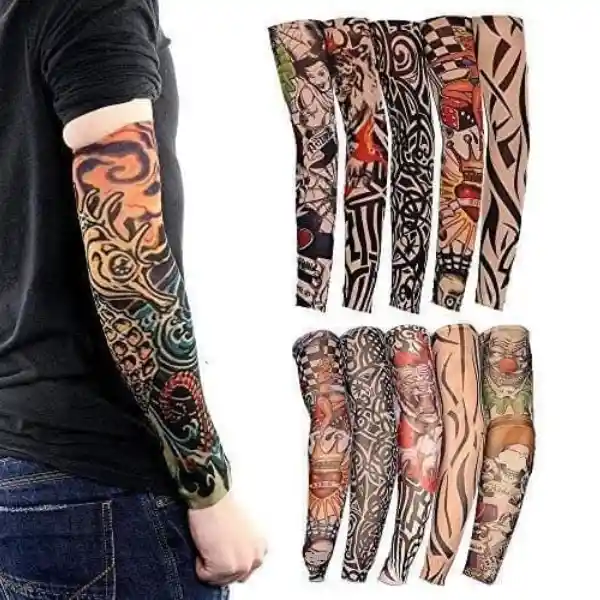 Mangas Tatuaje Protección Solar 1 Par Protectoras Carro Gym Moto Hallowen Disfraces